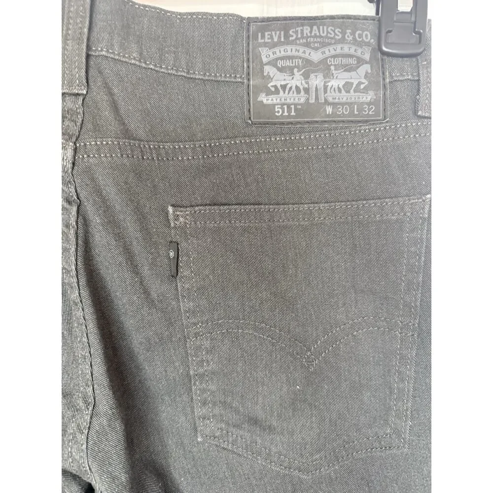 30X32 Levi's Men's Black Dark Wash Slim Fit Denim Jeans Zip Button 5-Pocket